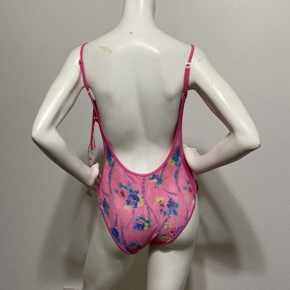 LoveShackFancy x Beach Riot Cheryl Hints Of Hibiscus Floral Zip Swimsuit M - Picture 8 of 12
